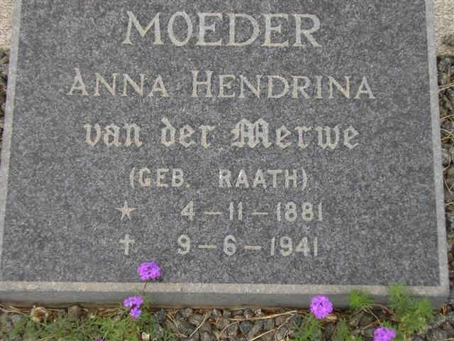 MERWE Anna Hendrina, van der nee RAATH 1881-1941