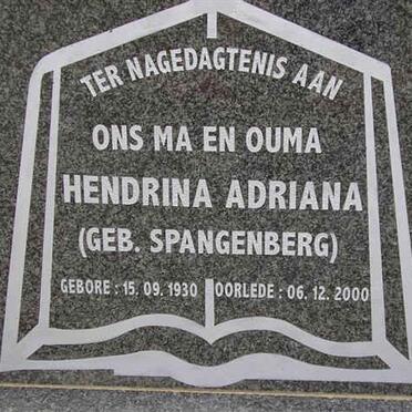 ELS Hendrina Adriana nee SPANGENBERG 1930-2000