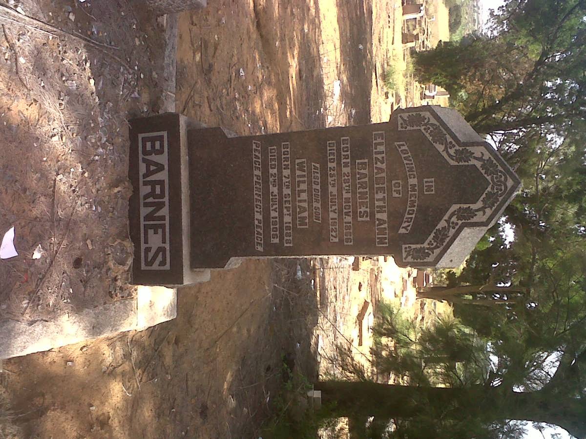 BARNES Elizabeth Ann 1866-1927 :: BARNES William 1888-1906