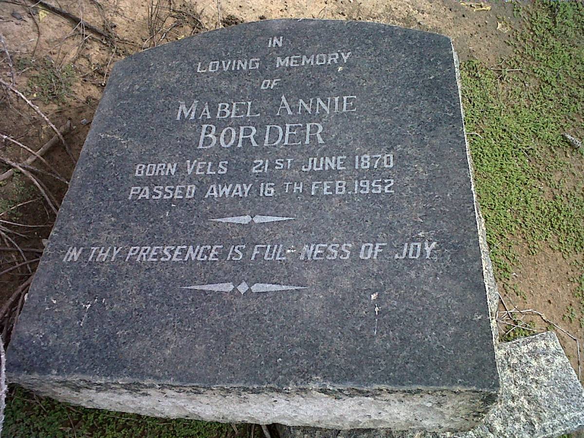 BORDER Mabel Annie nee VELS 1870-1952