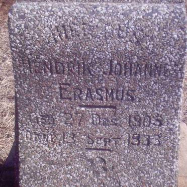 ERASMUS Hendrik Johannes 1905-1933