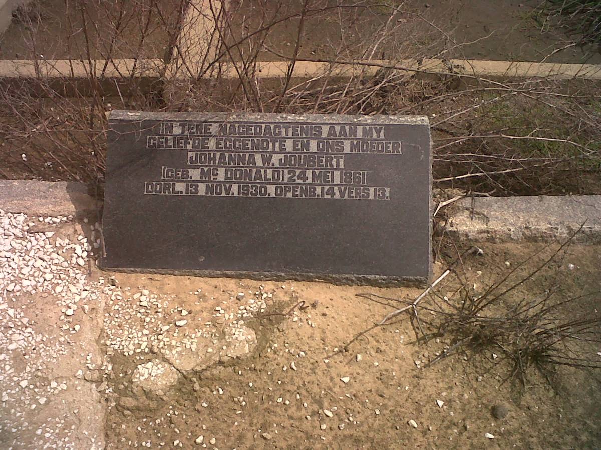 JOUBERT Johanna W. nee Mc DONALD 1861-1930