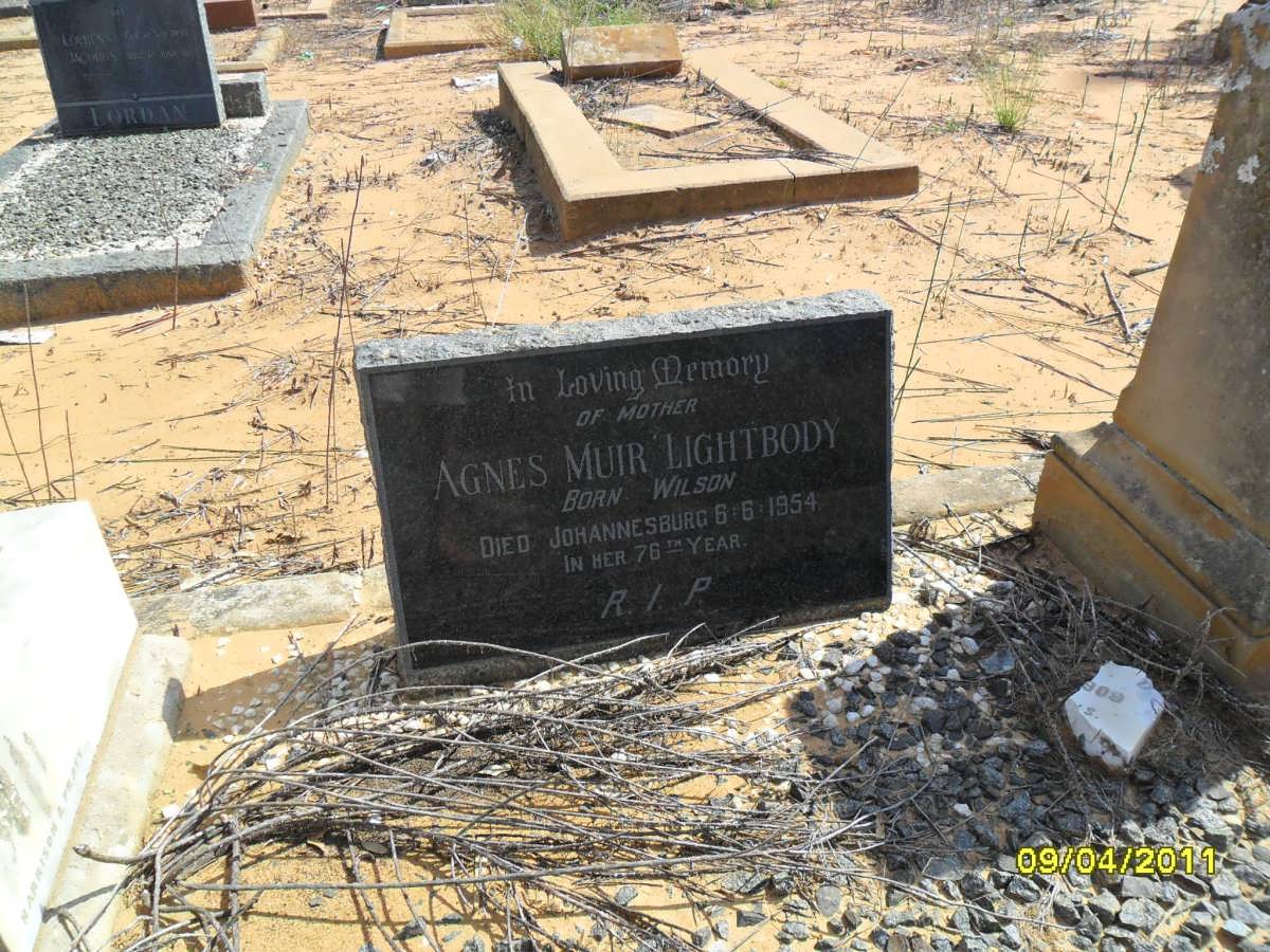 LIGHTBODY Agnes Muir nee WILSON -1954