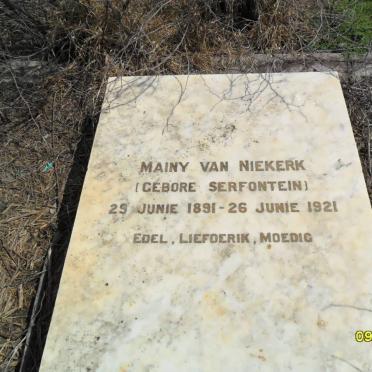 NIEKERK Mainy, van nee SERFONTEIN 1891-1921