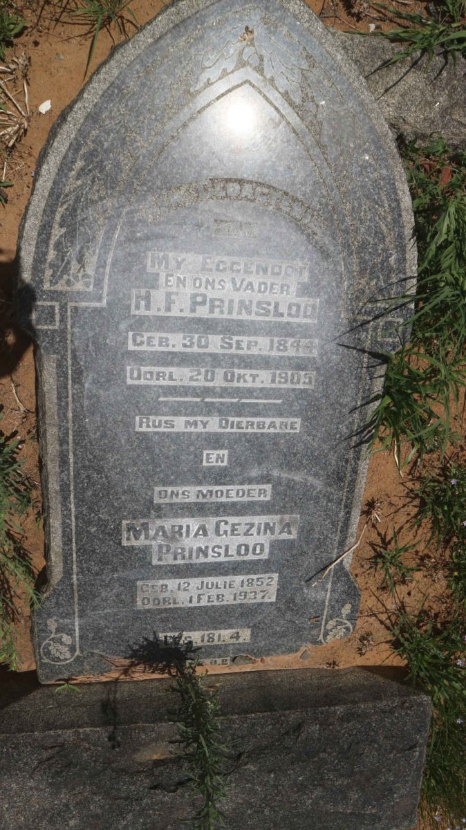 PRINSLOO H.F. 1844-1905 &amp; Maria Gezina 1852-1937