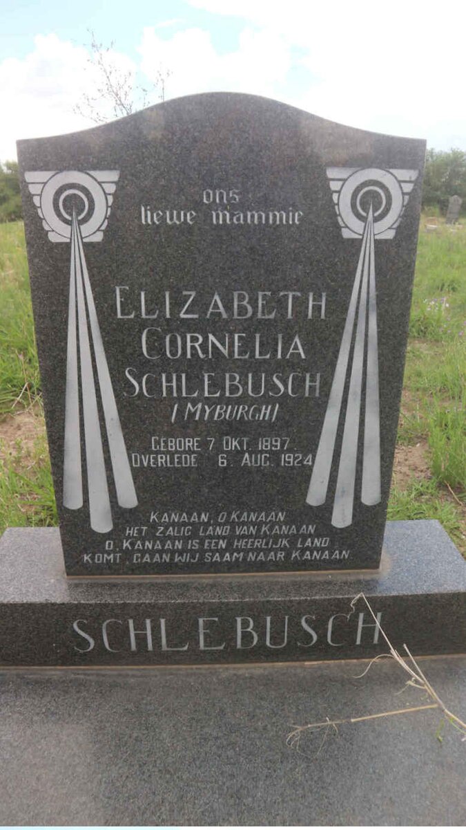 SCHLEBUSCH Elizabeth Cornelia nee MYBURGH 1897-1924