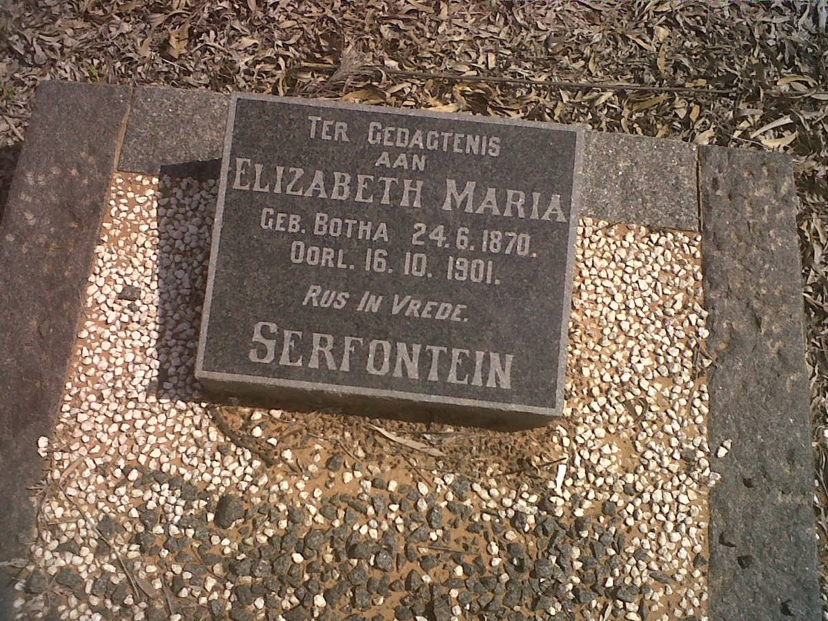 SERFONTEIN Elizabeth Maria nee BOTHA 1870-1901