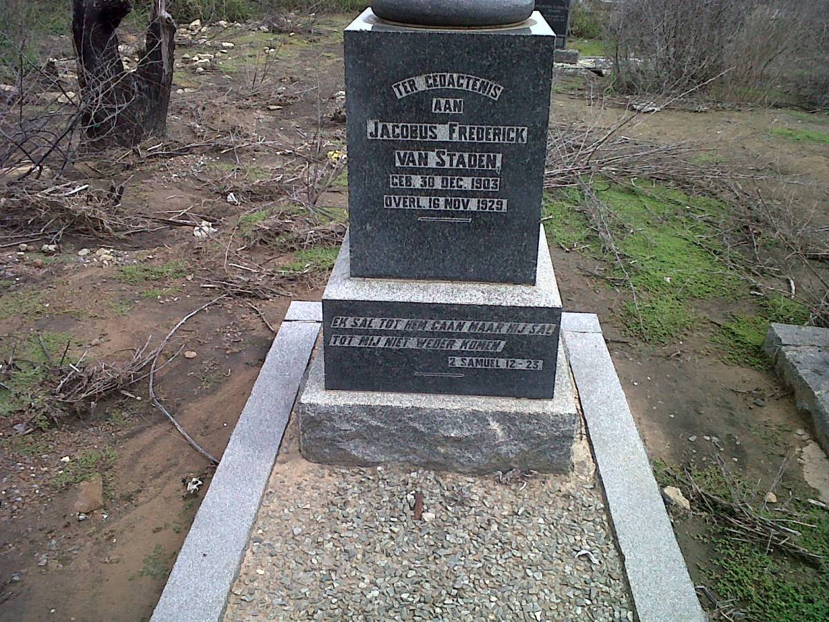 STADEN Jacobus Frederick, van 1903-1929