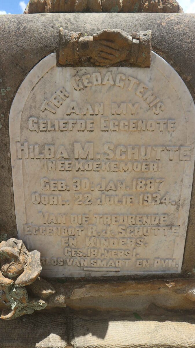 SCHUTTE Hilda M. nee KOEKEMOER 1887-1934