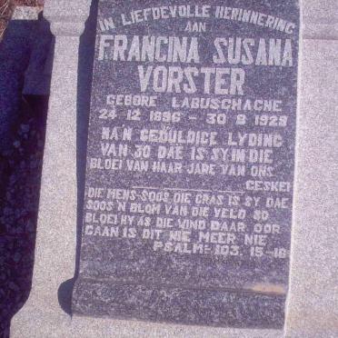 VORSTER Francina Susana nee LABUSCHAGNE 1896-1929