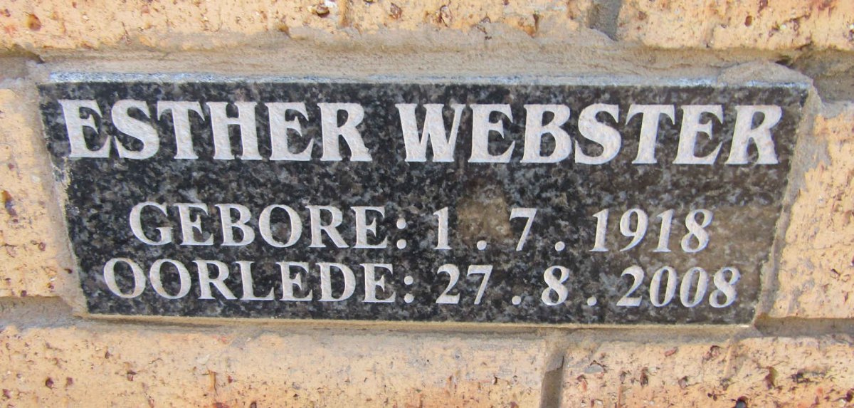 WEBSTER Esther 1918-2008