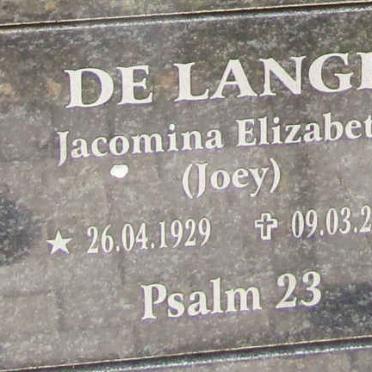 LANGE Jacomina Elizabeth, de 1929-2015