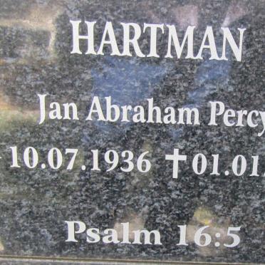 HARTMAN Jan Abraham Percy 1936-2010