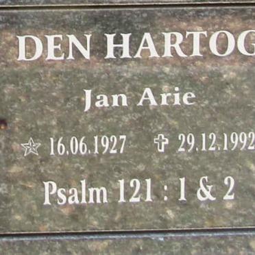 HARTOG Jan Arie, den 1927-1992