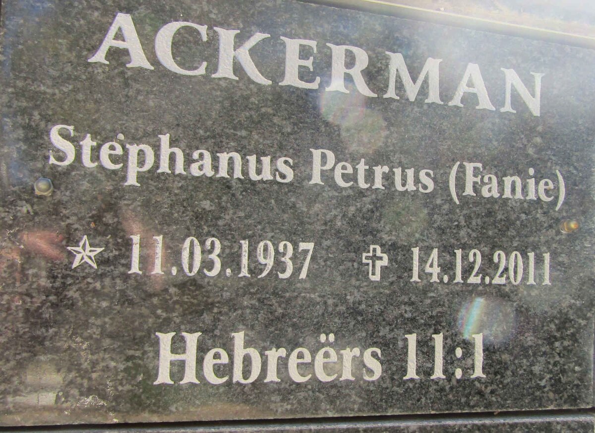 ACKERMAN Stephanus Petrus 1937-2011