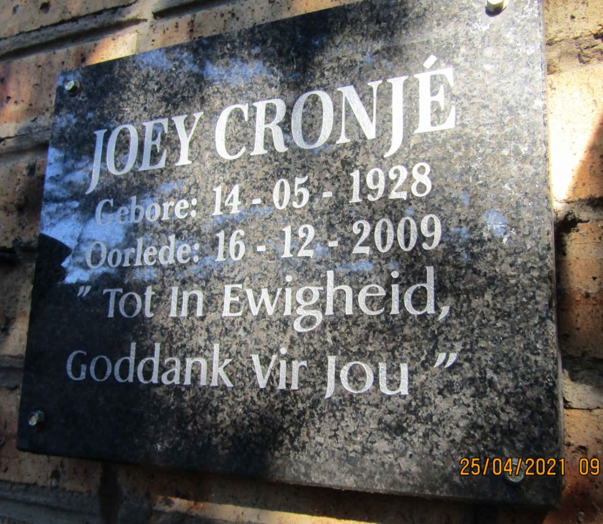 CRONJE Joey 1928-2009