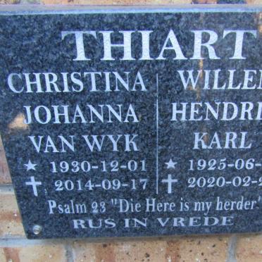 THIART Willem Hendrik Karl 1925-2020 &amp; Christina Johanna nee VAN WYK 1930-2014
