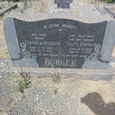 BURGER Etienne du Malherbe 1885-1976 &amp; Alice Dagmar 1893-1952