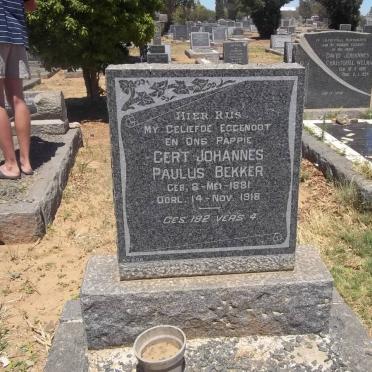 BEKKER Gert Johannes Paulus 1881-1918