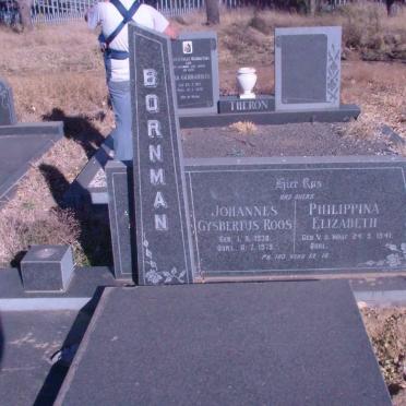 BORNMAN Johannes Gysbertus Roos 1938-1979 &amp; Philippina Elizabeth VAN DER WALT 1941-
