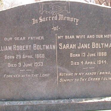 BOLTMAN William Robert 1868-1953 &amp; Sarah Jane 1868-1944