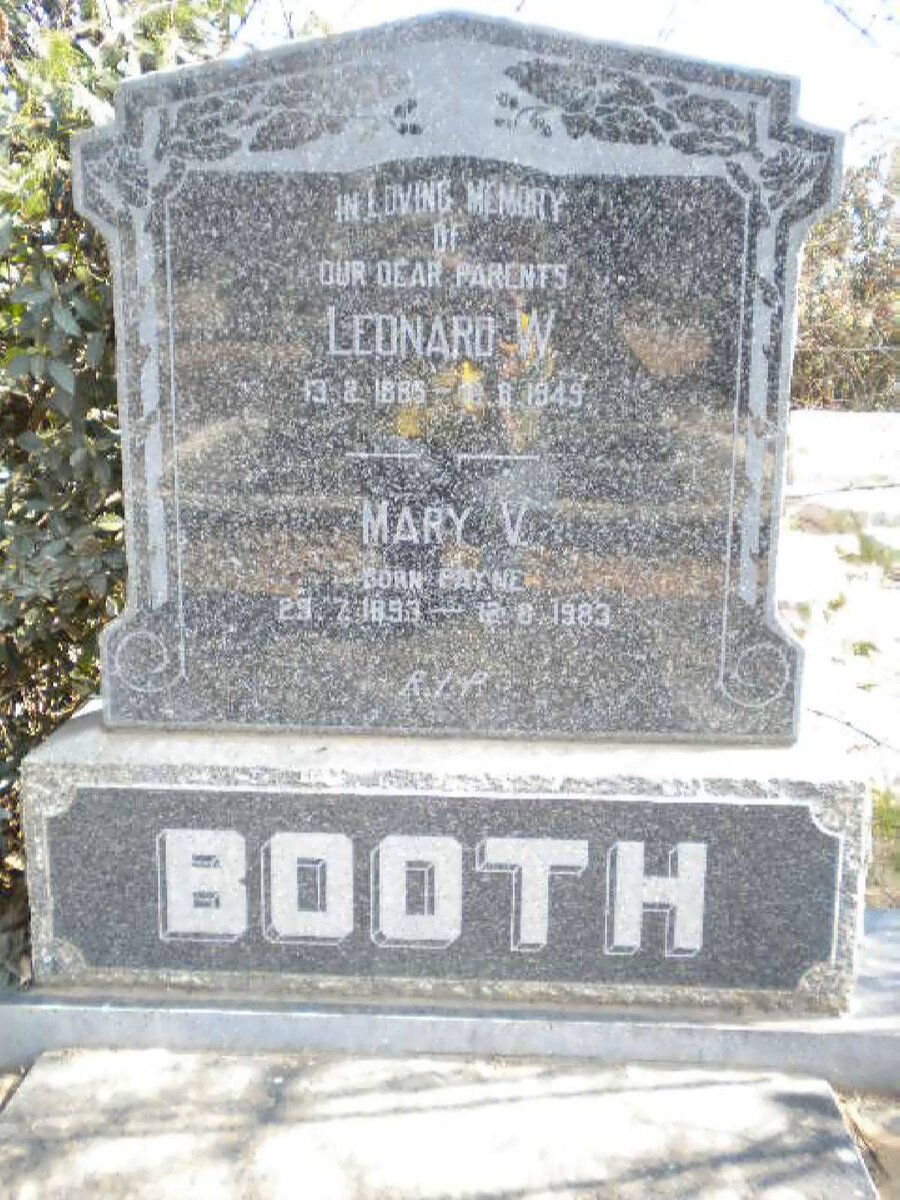 BOOTH Leonard W. 1885-1949 &amp; Mary V. PAYNE 1893-1983