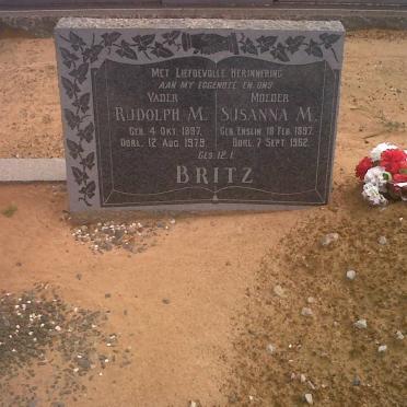 BRITZ Rudolph M. 1897-1979 &amp; Susanna M. ENSLIN 1897-1962