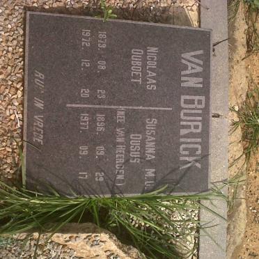 BURICK Nicolaas, van 1879-1972 &amp; Susanna C. VAN HEERDEN 1896-1977