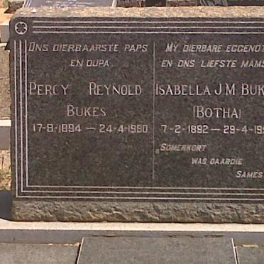 BUKES Percy Reynold 1894-1980 &amp; Isabella J.M. BOTHA 1892-1959