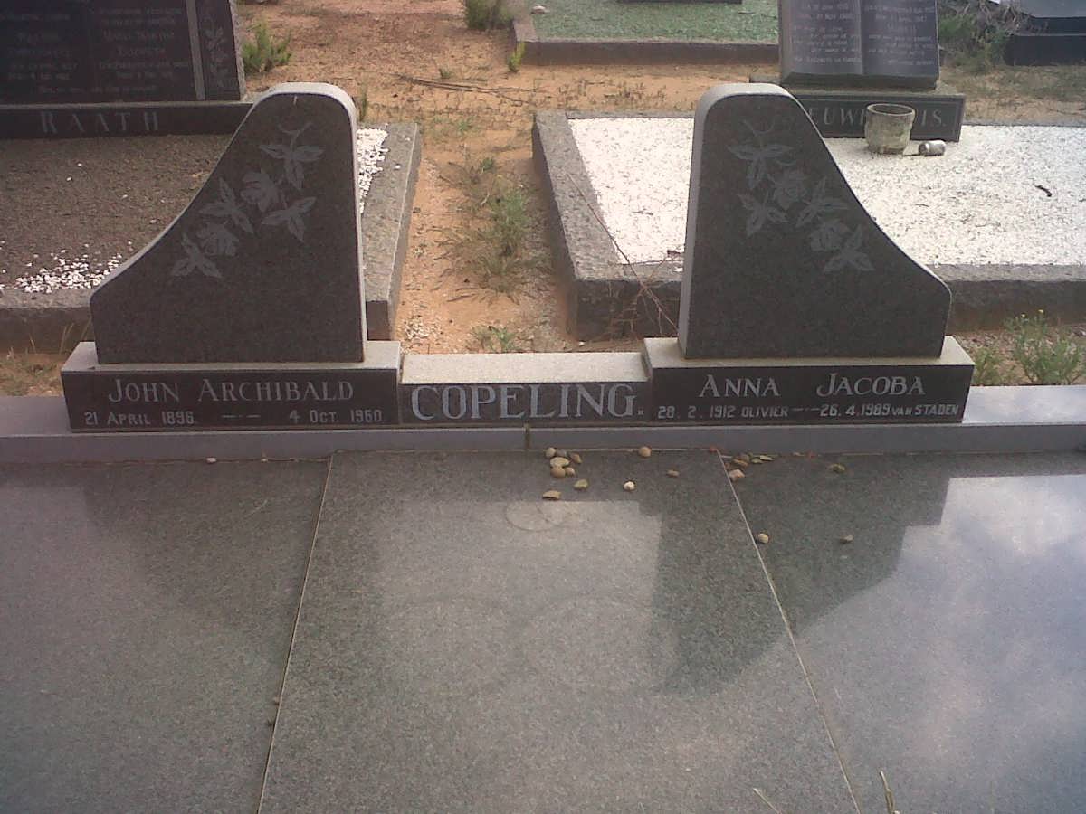 COPELING John Archibald 1896-1960 :: VAN STADEN Anna Jacoba voorheen COPELING nee OLIVIER 1912-1989
