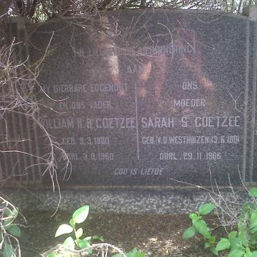 COETZEE Willem H.B. 1880-1960 &amp; Sarah S. V.D. WESTHUIZEN 1881-1966