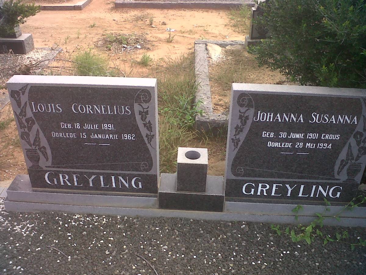 GREYLING Louis Cornelius 1891-1962 &amp; Johanna Susanna CROUS 1901-1994