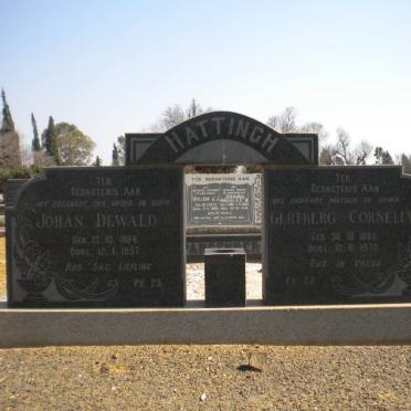 HATTINGH Johan Dewald 1884-1957 &amp; Gertberg Cornelia 1885-1970