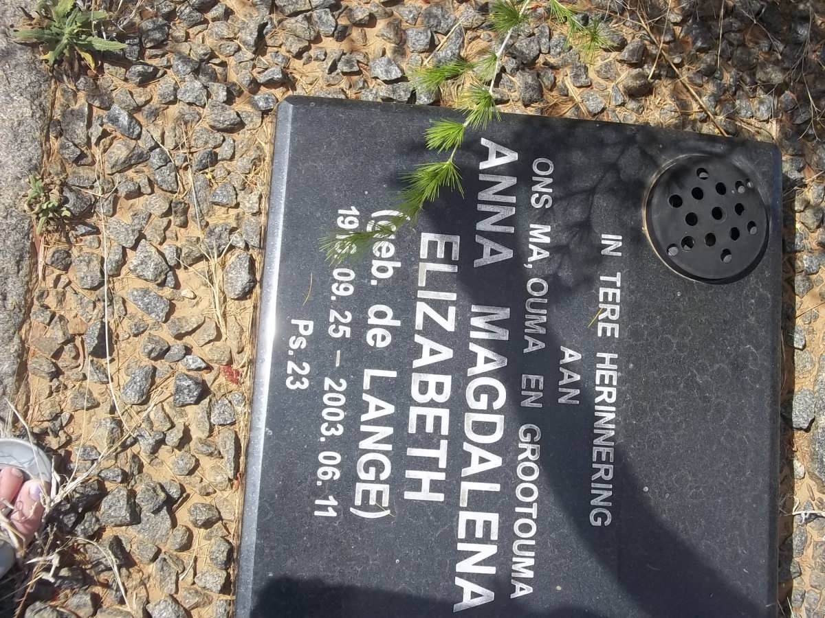 HATTINGH Anna Magdalena Elizabeth nee DE LANGE 1916-2003