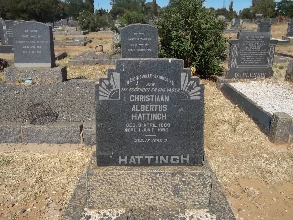 HATTINGH Christiaan Albertus 1889-1950