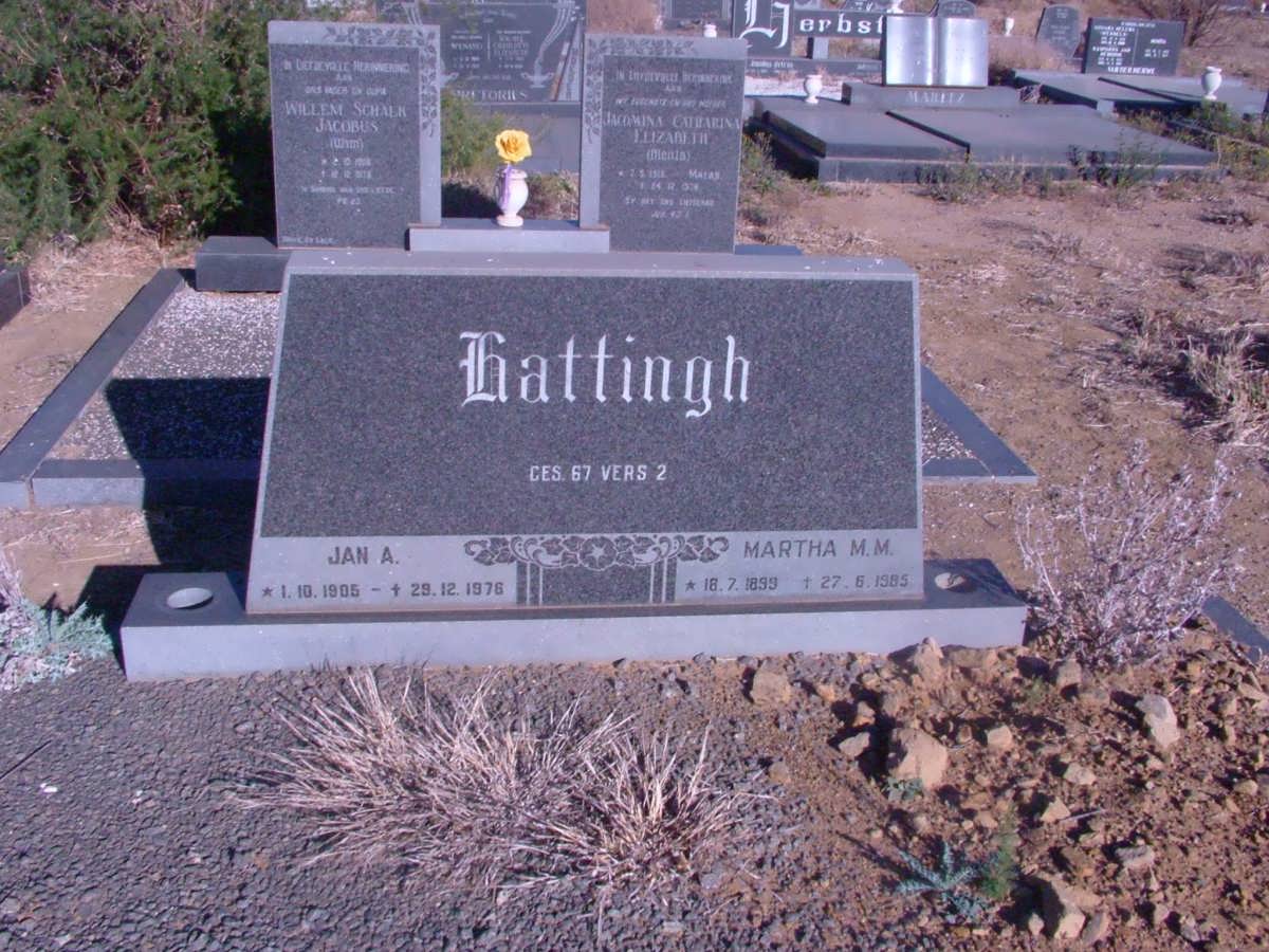 HATTINGH Jan A. 1905-1976 &amp; Martha M.M. 1899-1985