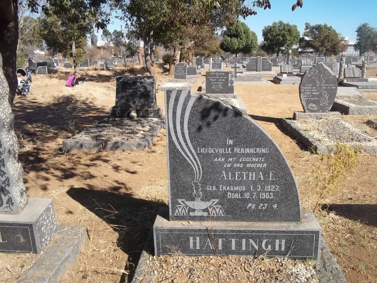 HATTINGH Aletha E. nee ERASMUS 1927-1963