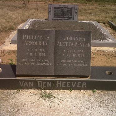 HEEVER Philippus Arnoldus, van den 1906-1976 &amp; Johanna Aletta Venter 1909-1986