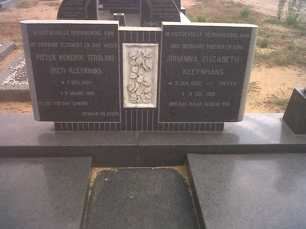 KLEYNHANS Pieter Hendrik Terblans 1894-1961 &amp; Johanna Elizabeth MEYER 1892-1981