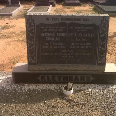 KLEYNHANS Theodorus Erents Cornelius 1883-1961 &amp; Hester Elizabeth SMIT 1896-1972