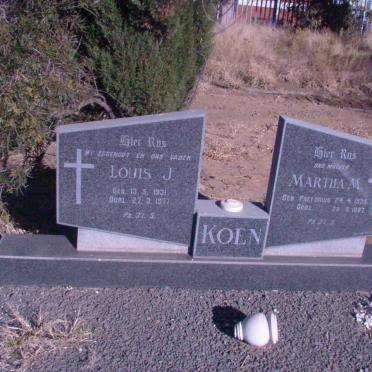 KOEN Louis J. 1931-1977 &amp; Martha M. PRETORIUS 1935-1987