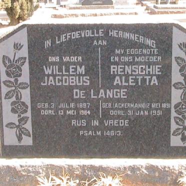 LANGE Willem Jacobus, de 1897-1964 &amp; Renschie Aletta ACKERMANN 1891-1951