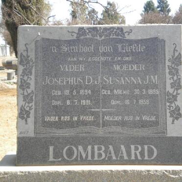 LOMBAARD Josephus D.J. 1894-1981 &amp; Susanna J.M. MIENIE 1895-1958