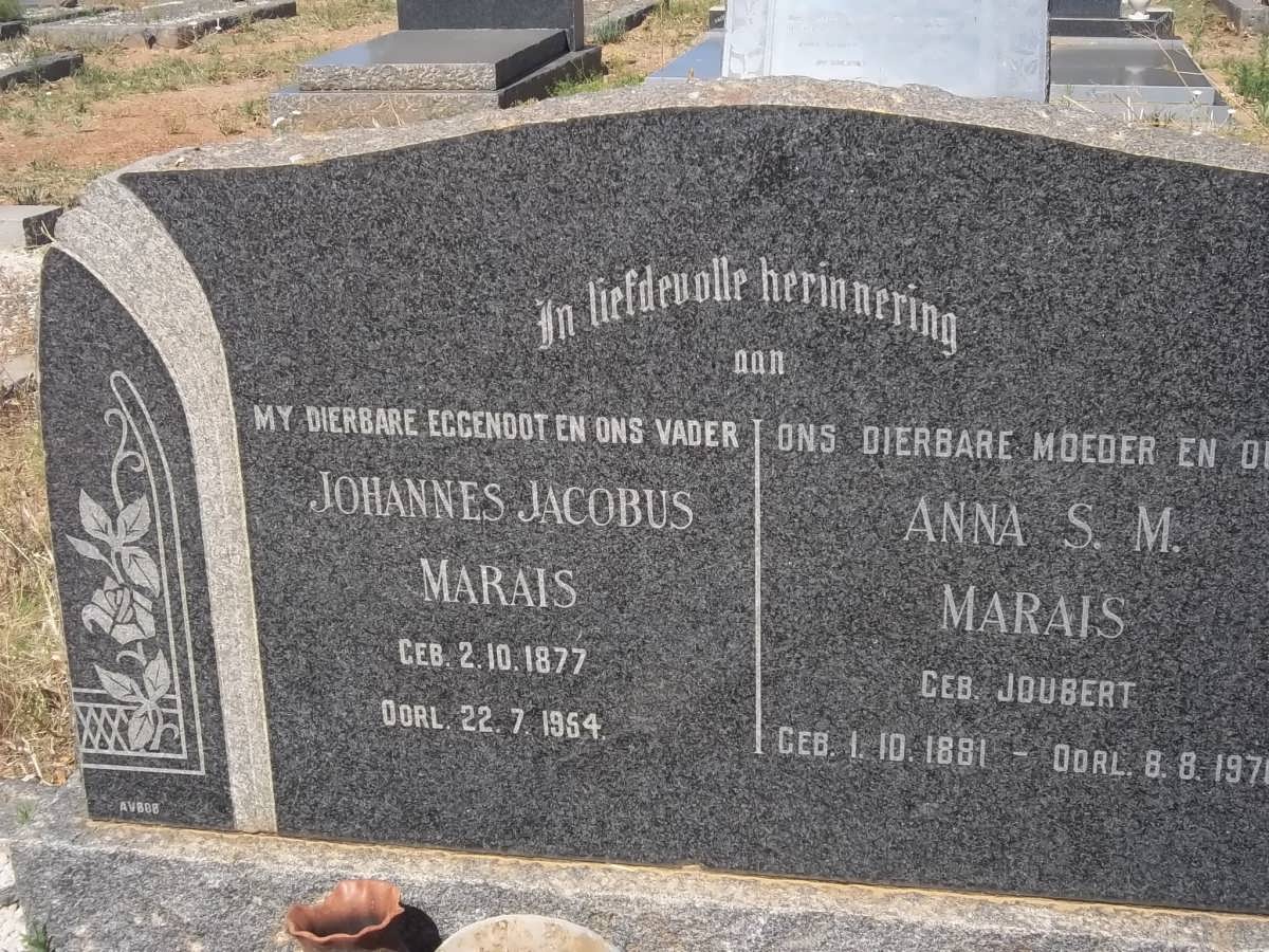 MARAIS Johannes Jacobus 1877-1954 &amp; Anna S.M. JOUBERT 1881-197?