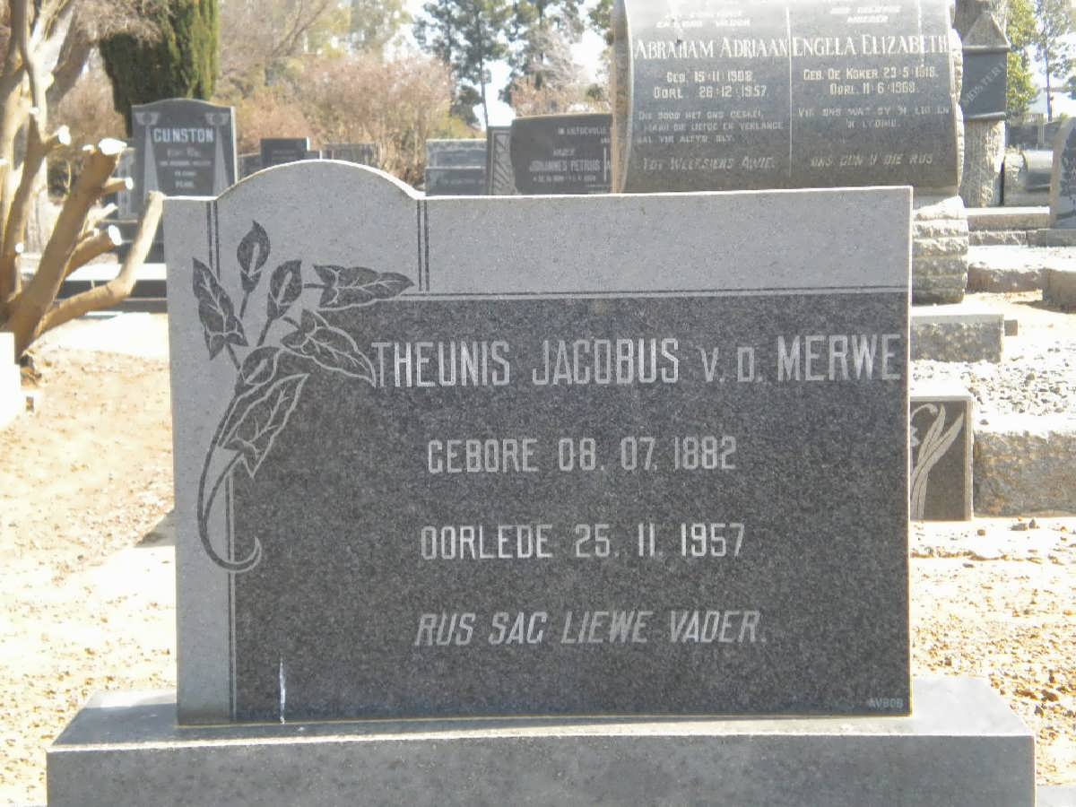 MERWE Theunis Jacobus, v.d. 1882-1957