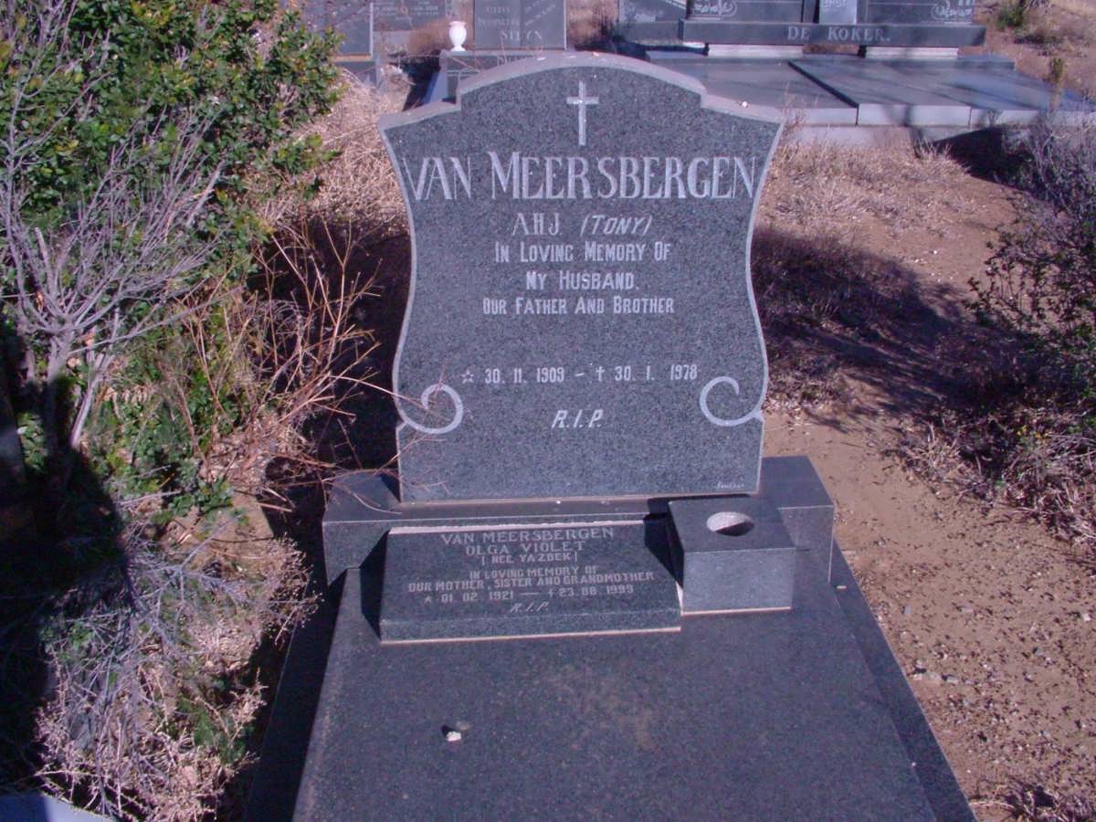 MEERSBERGEN A.H.J., van 1909-1978 &amp; Olga Violet YAZBEK 1921-1999