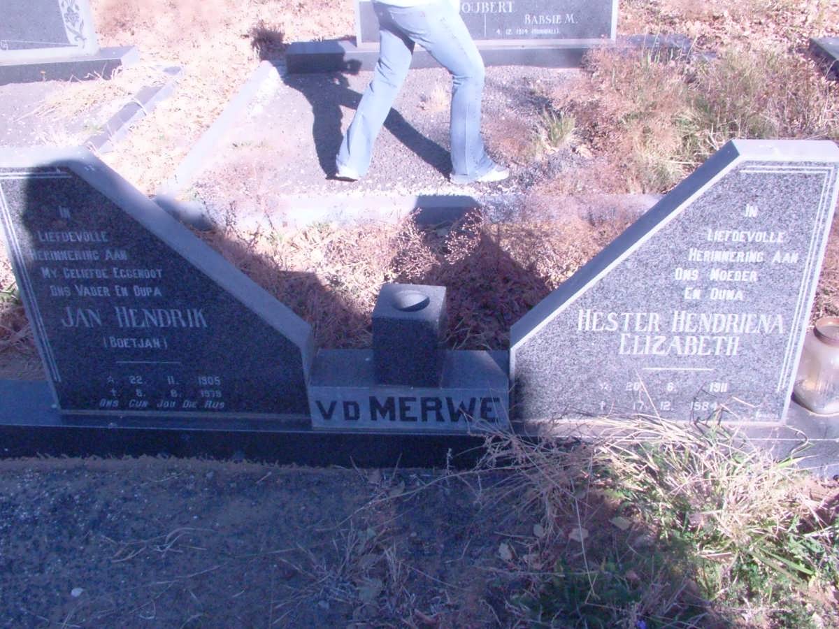 MERWE Jan Hendrik, van der 1905-1979 &amp; Hester Hendriena Elizabeth 1911-1984