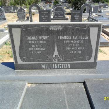 MILLINGTON Thomas Henry 1917-1976 &amp; Francis Kathleen 1921-1980