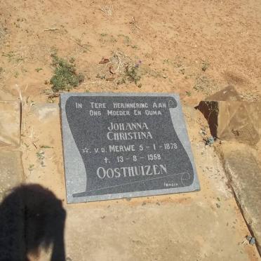 OOSTHUIZEN Johanna Christina nee V.D. MERWE 1878-1958