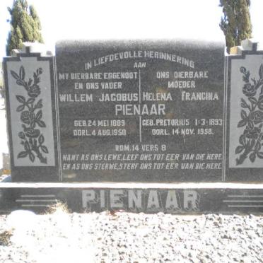 PIENAAR Willem Jacobus 1889-1950 &amp; Helena Francina PRETORIUS 1893-1958 